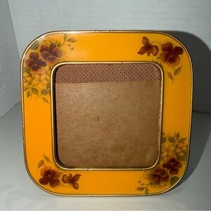 Vintage Bucklers Fifth Ave Floral Enamel Photo Picture Frame 5”X5” Missing Glass